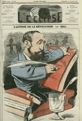 Karikatuur door Jules Claretie, Franse romanschrijver, toneelschrijver en criticus. Omslag in 