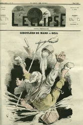 Giboulees de mars, illustratie van een man die in een emmer valt. Omslag in 