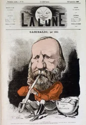 Giuseppe Garibaldi (1807-1882), hymne aan de vrede - door Gill, in 