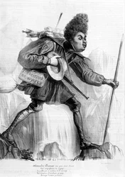 Humoristische tekening over Alexandre Dumas Père - in Charivari, circa 1840