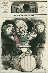 De wijn van 1872, illustratie door Adolphe Thiers, menging van witte en rode wijn. Omslag in 