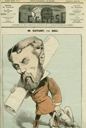 Portret van Charles Savary (1845-89), een Franse politicus en zakenman, hij was ook journalist in Canada. Omslag in 