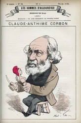 Portret van Claude Anthime Corbon (1808-1891), Franse senator. Karikatuur door Gill in 