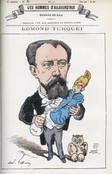Portret van Edmond Henri Turquet (1836-1914), een Franse politicus, hij was afgevaardigde van de Aisne van 1871 tot 1889. Cartoon door Gill, Parijs.