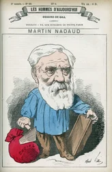 Portret van Martin Nadaud (1815-1898), Franse meester en politicus, hij was afgevaardigde van de Creuse van 1876 tot 1889. Karikatuur door Gill, Parijs