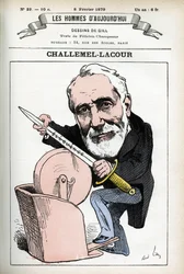 Portret van Paul-Armand Challemel-Lacour (1827-1896), politicus, diplomaat en historicus van de Franse filosofie. Cartoon door Gill, in Les Homme d