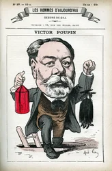 Portret van Victor Poupin (1838-1906), Franse politicus. Cartoon door Gill, in 