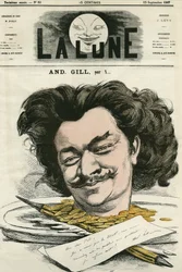 Zelfportret van Louis-Alexandre Gosset de Guines alias Andre Gill (1840-1885), Franse cartoonist. Cartoon door Gill, in 