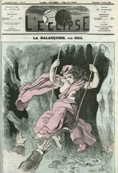 De schommel, armen uitgestrekt naar de Republiek op haar schommel. Omslag in L