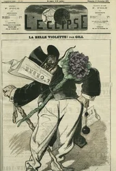 De mooie violette, een illustratie van een Bonapartistische aanhanger, met de krant 