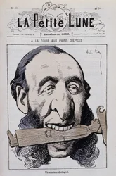 De peperkoekmarkt, een voorname amateur: Karikatuur door Jules Ferry antiklerikaal - in 