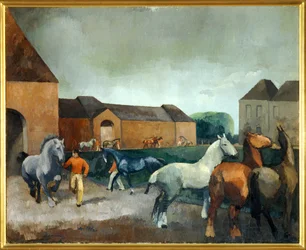 De stoeterij bij Pin (schilderij op canvas)