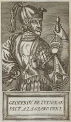 Geoffrey van Lusignan, Graaf van Jaffa en Ascalon, Heer van Vouvant en Mervent van Montcontour en Soubise, illustratie uit 