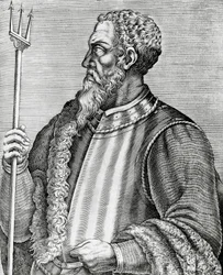 Portret van Andrea Doria (1466-1560), Italiaanse admiraal en politicus, gravure uit Les Vrais pourtraits et Vies des Hommes illustres