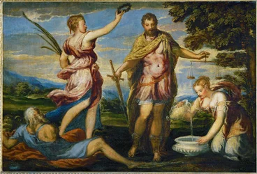 Scipio Africanus, Romeins generaal en staatsman, veroverde Carthago in 146 BCE (schilderij op doek)