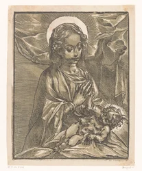 Maria aanbidt het Christuskind