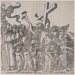 Sectie D: engelen die trompetten blazen etc., uit De Triomf van Christus, 1836