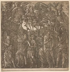 De Triomf van Julius Caesar: Soldaten Dragen Banners en Standaarden, 1593-99