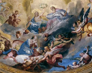 Kroning van de Maagd, 1699, in het koor van het heiligdom van de Incoronata, Lodi, Italië