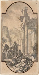 Figuren Bij de Ruïnes van een Korinthische Tempel (recto)