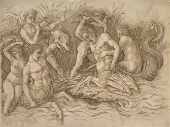 Slag van de zeegoden rechterhelft, ca. 1485-88