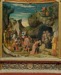 Driekoningen, middelste deel van een drieluik (tempera op hout)