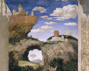 Landschap met een kasteel, uit de Camera degli Sposi of Camera Picta, 1465-74
