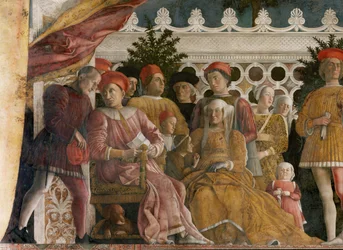 Lodovico Gonzaga en familie met hovelingen (fresco)
