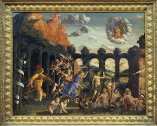 Minerve verjaagt de ondeugden uit de tuin der deugd - Andrea Mantegna, circa 1497, Louvre Museum, Parijs