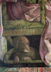 Rubino, de favoriete hond van Marchese Ludovico Gonzaga III van Mantua en zijn familie (detail)