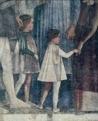 Sigismund en Francesco II Gonzaga, detail van de Ontmoetingsmuur door Andrea Mantegna