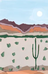 Maan boven cactus, 2023