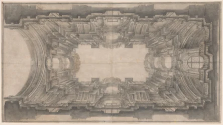 Illusionistische architectuur voor het gewelf van Sant