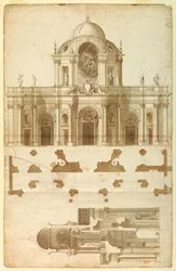 Voorgestelde Elevatie, Sectie en Plan voor de Gevel van San Giovanni, Laterano, Rome, Italië