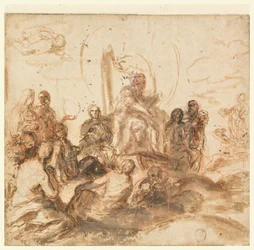 Ontwerp voor Allegorie van de Goddelijke Wijsheid, Ontvangstruimte, Palazzo Barberini, Rome, Italië