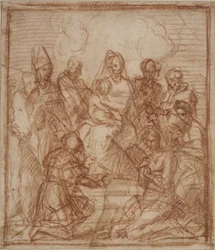 Madonna met Kind en acht heiligen op de troon (studie), 1528