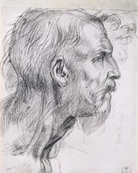 Hoofd van een apostel, studie voor de fresco van het 