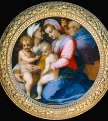 De Maagd Maria, het Kind Jezus, de Heilige Elisabeth, de Heilige Zacharie en de kleine Johannes de Doper ...