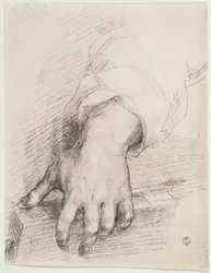 Studie van een hand voor de Madonna van de Harp