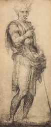 Studie van een mannelijk figuur, tekening door Andrea del Sarto. Gabinetto dei Disegni e Stampe, Uffizi Gallery, Florence
