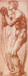 Studie van een mannelijke figuur; tekening door Andrea del Sarto. Gabinetto dei Disegni e delle Stampe, Uffizi Gallery, Florence