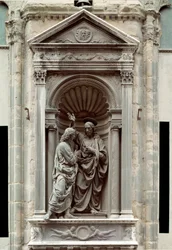 De ongeloof van St. Thomas bronzen beeldhouwwerk door Andrea di Francesco di Cione, genaamd il Verrocchio (1435-1488) Florence, Chiesa di Orsanmichele