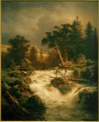 A. Achenbach, Noordelijke waterval met regenboog