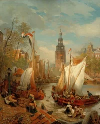 Hafenscène in Amsterdam (Hollands strandbeeld)