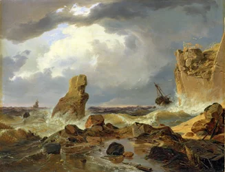 Surfen op een rotsachtige kust