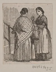 Twee dienstmeisjes in gesprek