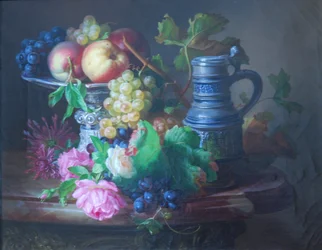 Duits: Bloemen en fruit met kan