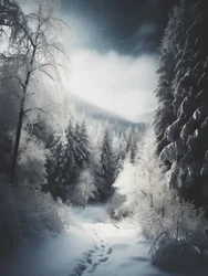 Besneeuwd bospad