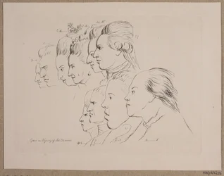 10 portretten: Enevold Brandt, Johann Friedrich Struensee, Caroline Mathilde, Julieane Marie, Arveprins Frederik, Christian VII, Marie Jeanne Clemens, J. F. Clemens, Jens Juel en Nicolai Abildgaard