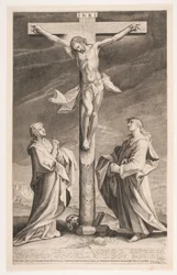 Christus aan het kruis tussen Maria en Johannes